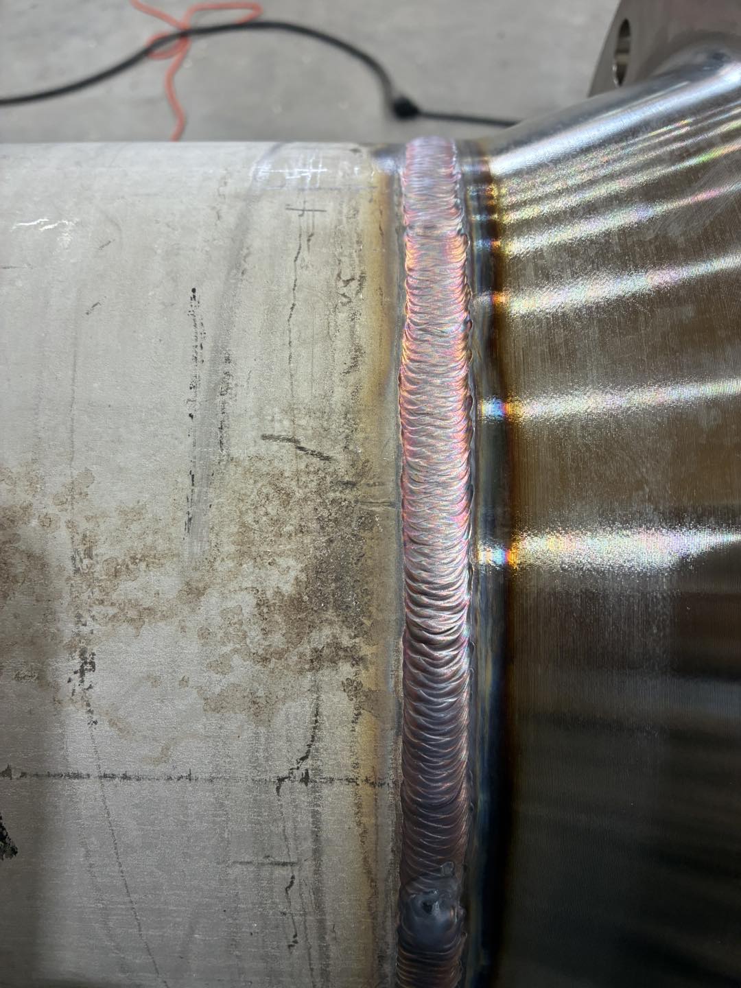 Precision TIG weld on stainless pipe