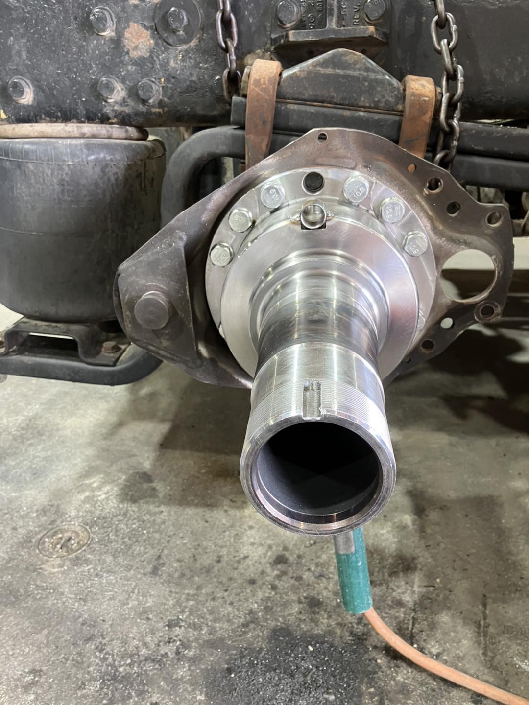 Spindle repair close-up