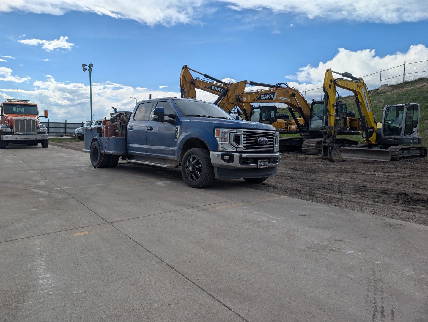 Mobile welding truck at construction site